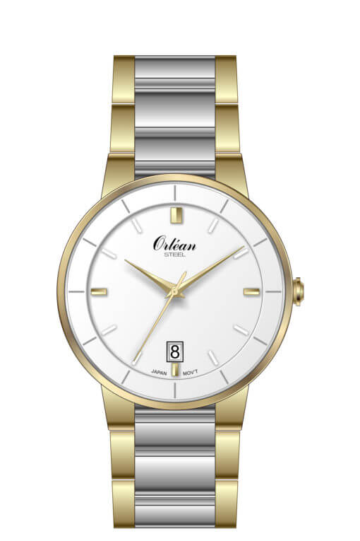 Montre Mécanique Homme Orvin - 17 Rubis - Boîtier Ton Or, Bracelet Cuir Noir - Occasion