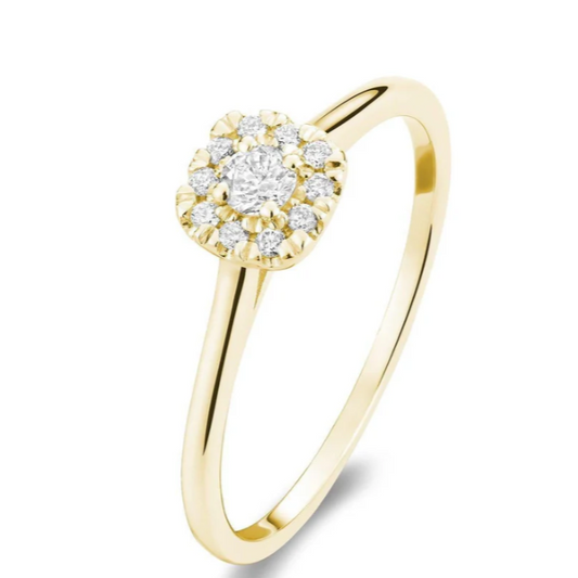 Bague Halo à Diamants or jaune