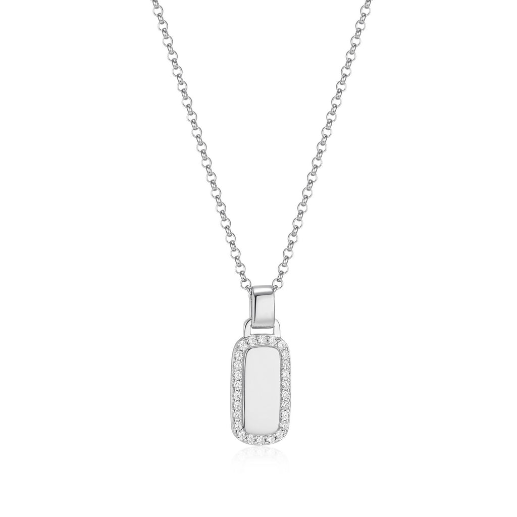 collier maille rolo avec pendentif nacre et cz