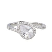 Bague Halo en forme de poire- Argent sterling / REIGN