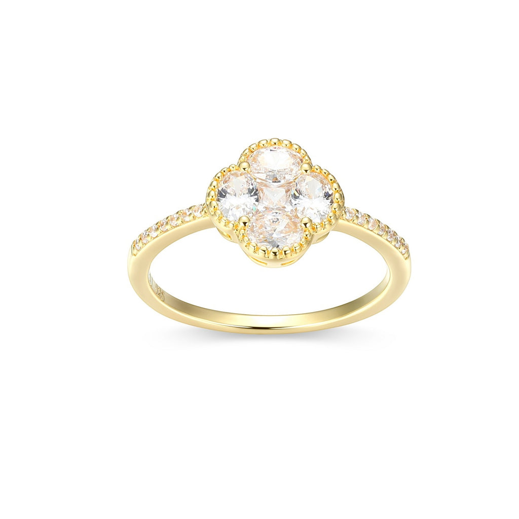 Bague argent 925 plaqué jaune 18 kt et cz