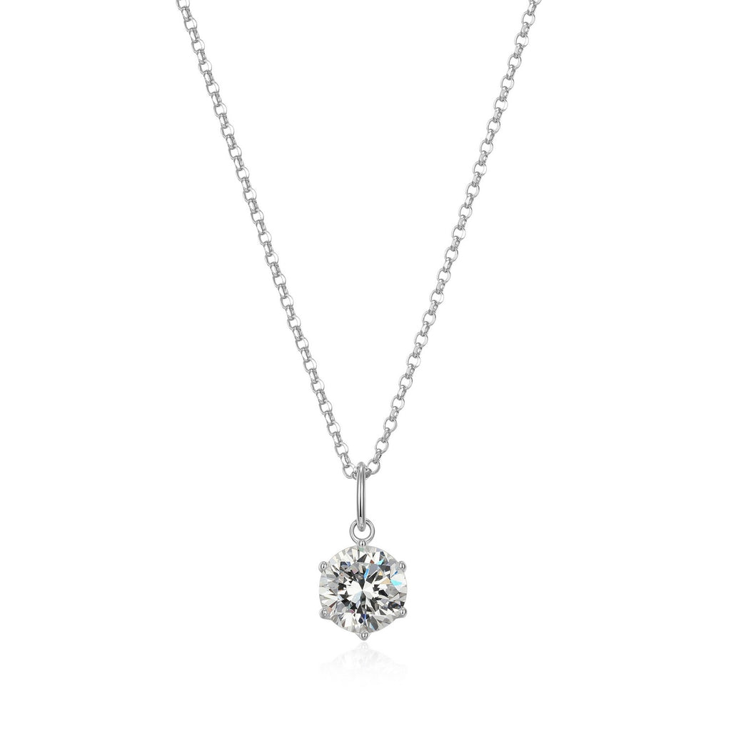 Collier argent 925 rodhié avec CZ solitaire
