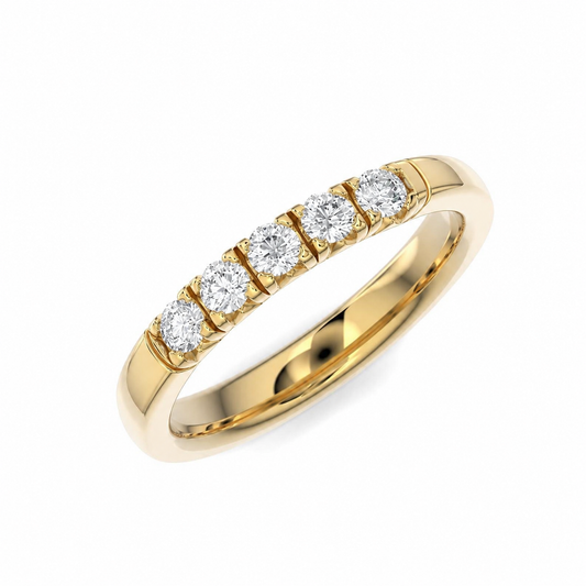 Jonc demi-éternel en or jaune 10 kt avec diamants de laboratoire