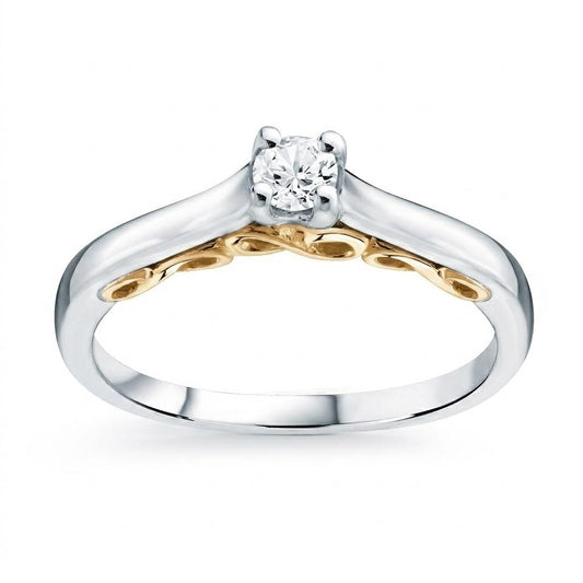 10kt Yellow and White Gold Round Lab-Grown Diamond Solitaire Ring