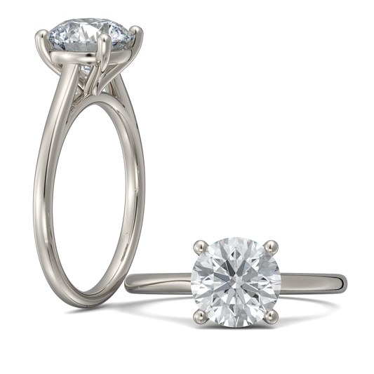 14kt Yellow and White Gold Solitaire Ring with 2 Carat Round Lab-Grown Diamond