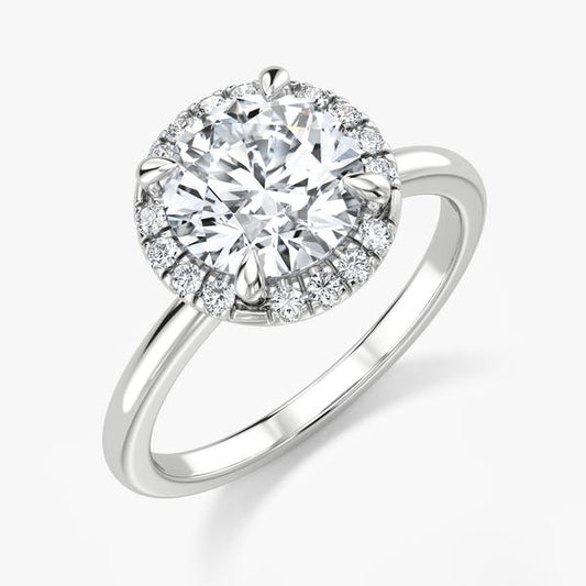 Bague Diamant de Laboratoire Halo rond 1.00 carat en or blanc 14 kt
