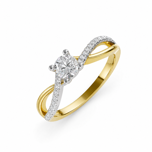 10kt Yellow and White Gold Intertwined Lab-Created Diamond Ring