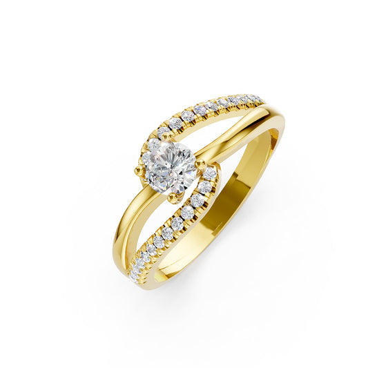 10kt Yellow and White Gold Intertwined Lab-Created Diamond Ring