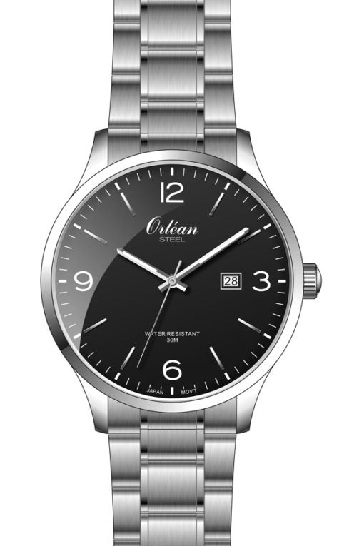 Orlean Man Watch steel leather -