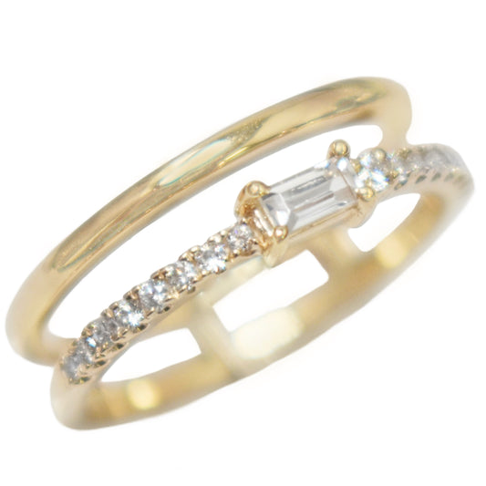 Bague double en or jaune avec diamants