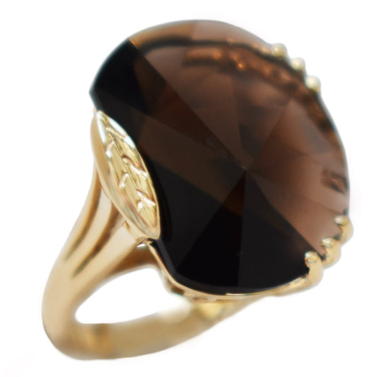 Bague en or Jaune Smokey Quartz