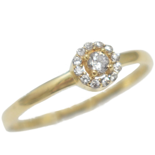 Bague Halo en Or Jaune CZ