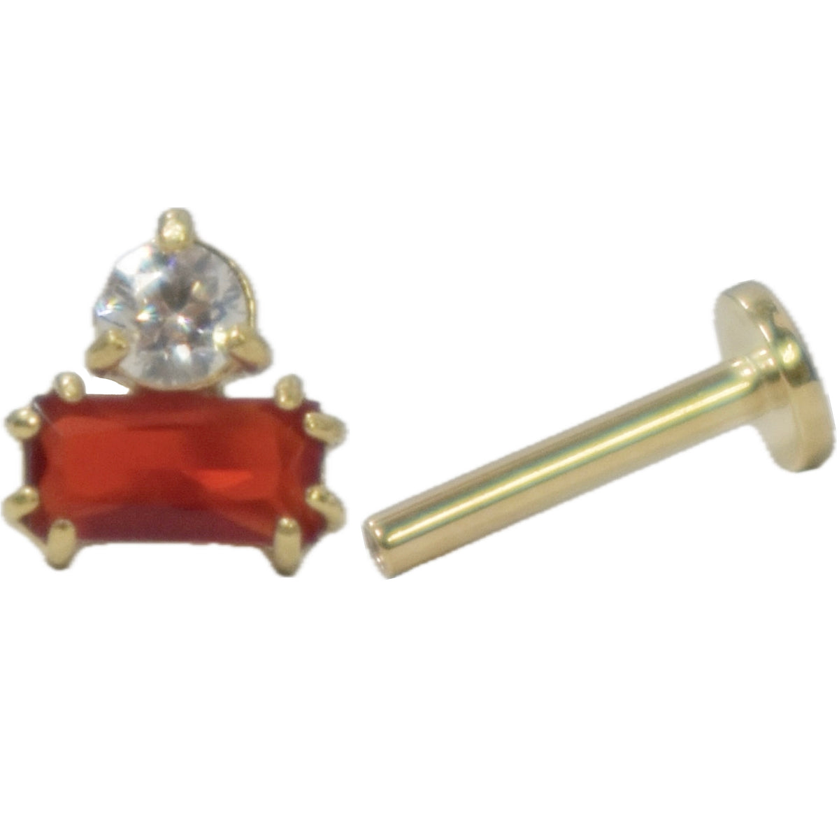 Piercing behind flat with 2 cz | La Forge d'or – La Forge d'or ...