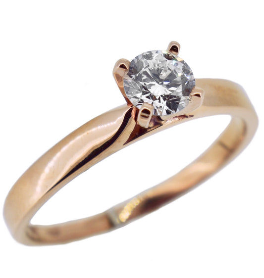 Bague Solitaire Diamant Laboratoire or Rose