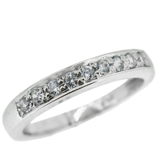 Jonc en or blanc 14 kt avec diamants naturels encastrés