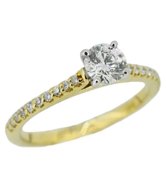 14kt Yellow and White Gold Ring with Natural Diamonds