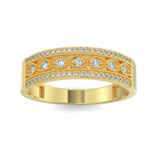 Ornate 10K yellow gold bangle set with lab-grown diamonds