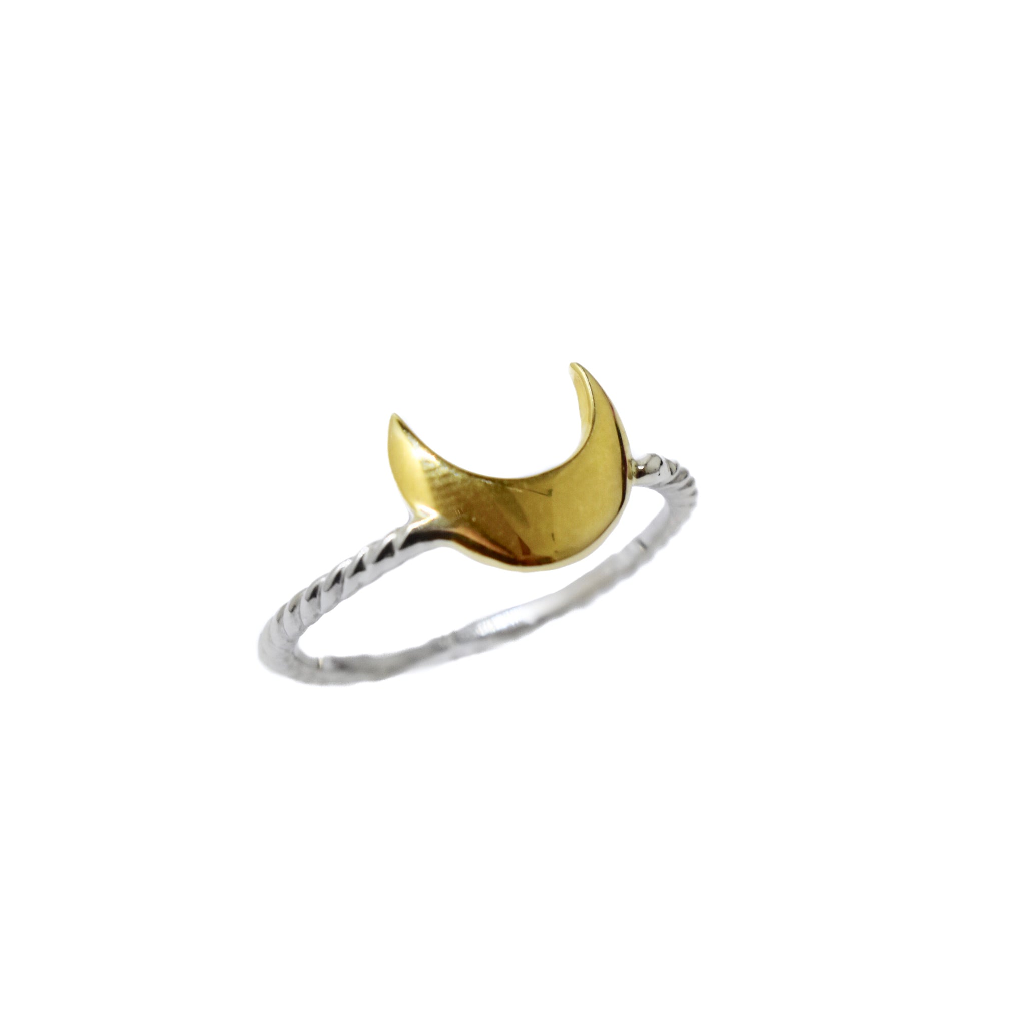 Crescent moon ring gold top