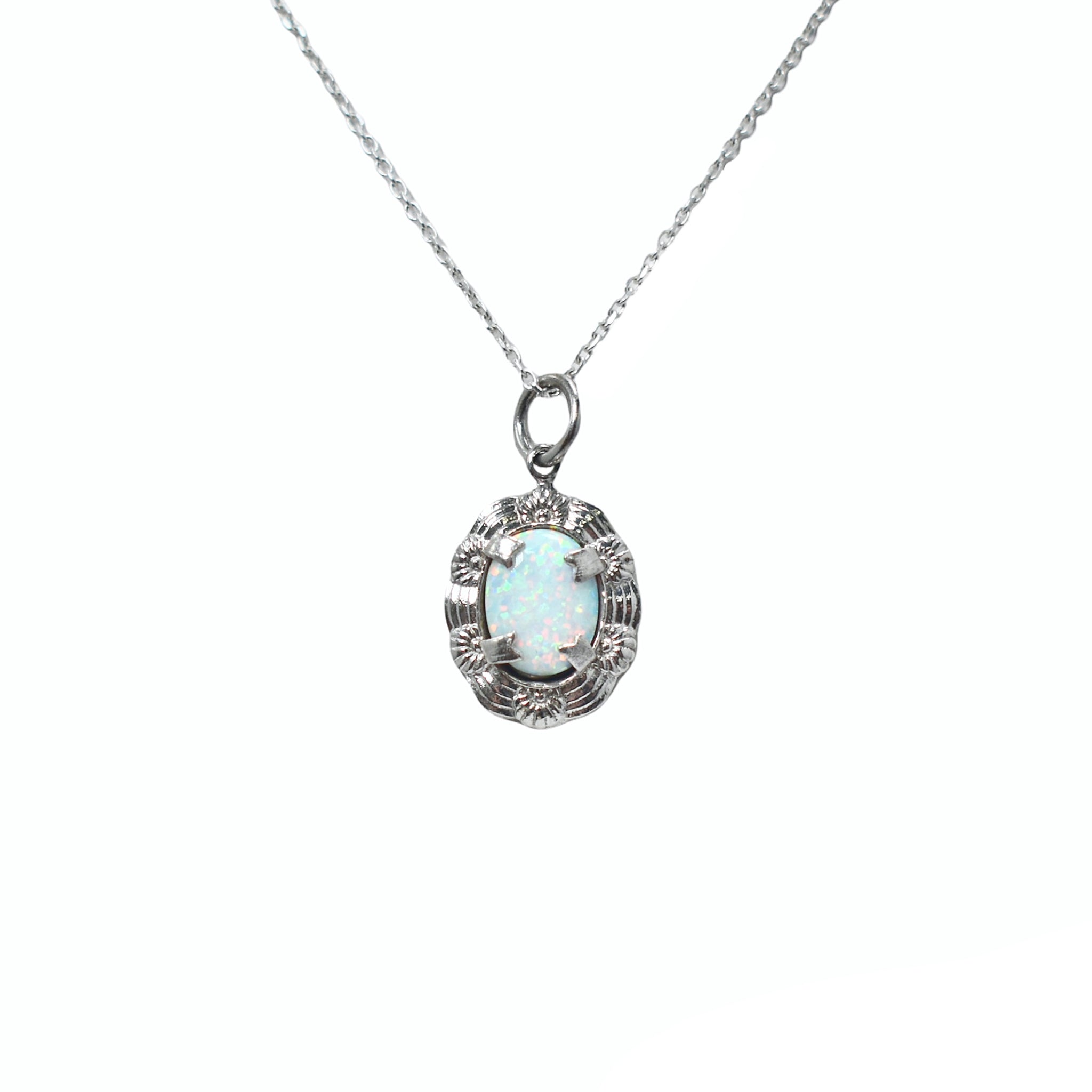 Chaîne pendentif motif fait main en argent sterling 925 pierre